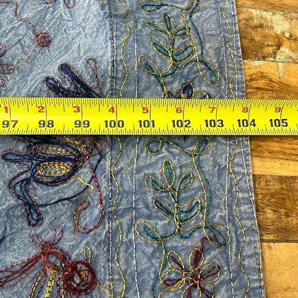 Vintage Uzbek Embroidery Suzani Bed Cover Table Cloth Throw 86"x104" Floral - Picture 10 of 11